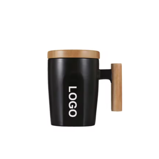 COOGI Ceramic Coffee Mug with Bamboo Lid (380ml)