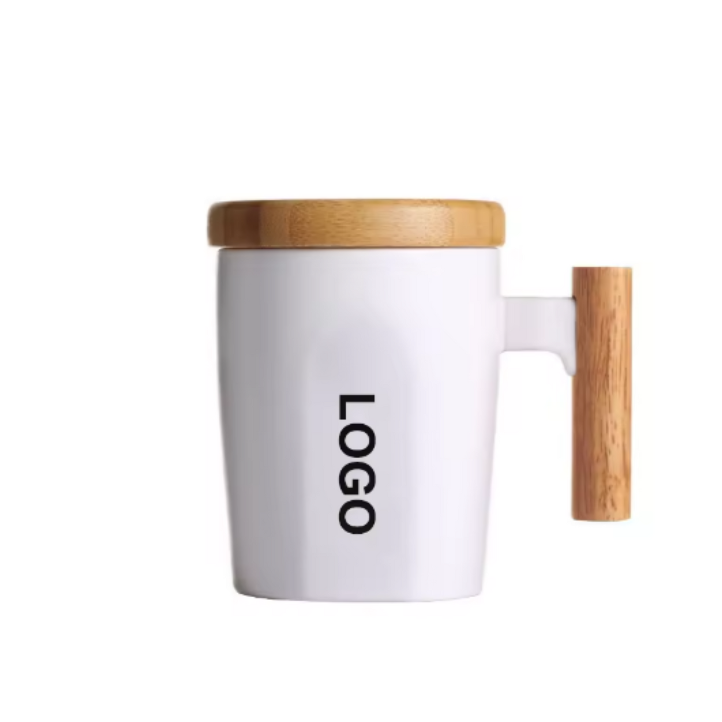 COOGI Ceramic Coffee Mug with Bamboo Lid (380ml)
